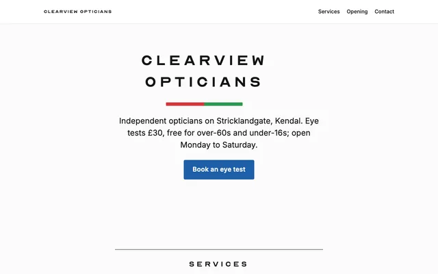 The sample page in Eye Chart