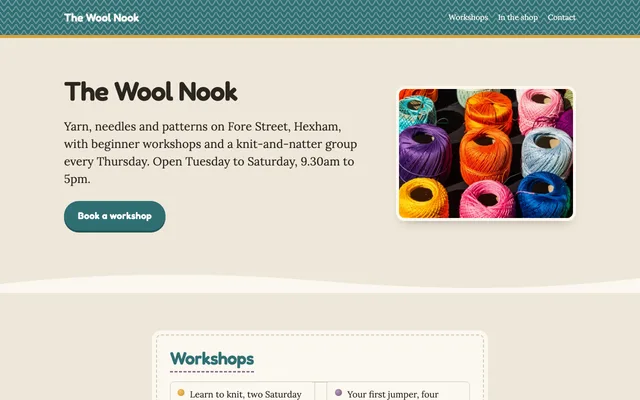 The sample page in Knitting