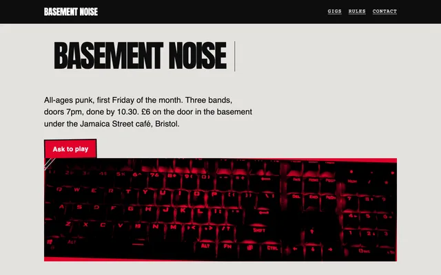 The sample page in Punk