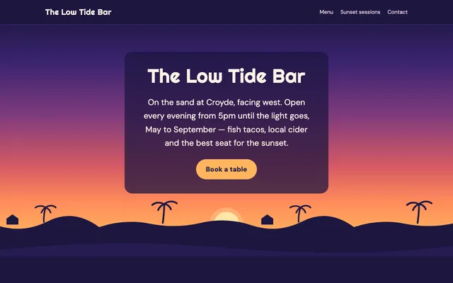The sample page in Sunset