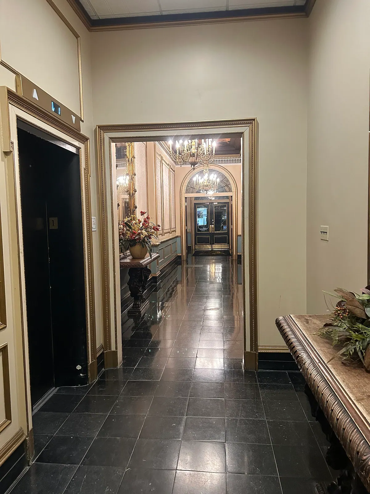 A bright hallway with a polished floor